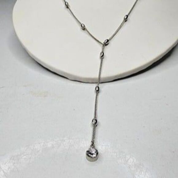ISADORA Layered Gun Metal Grey Multiple Chain Y/Drop Choker Necklace 12.5" Long - Picture 3 of 6